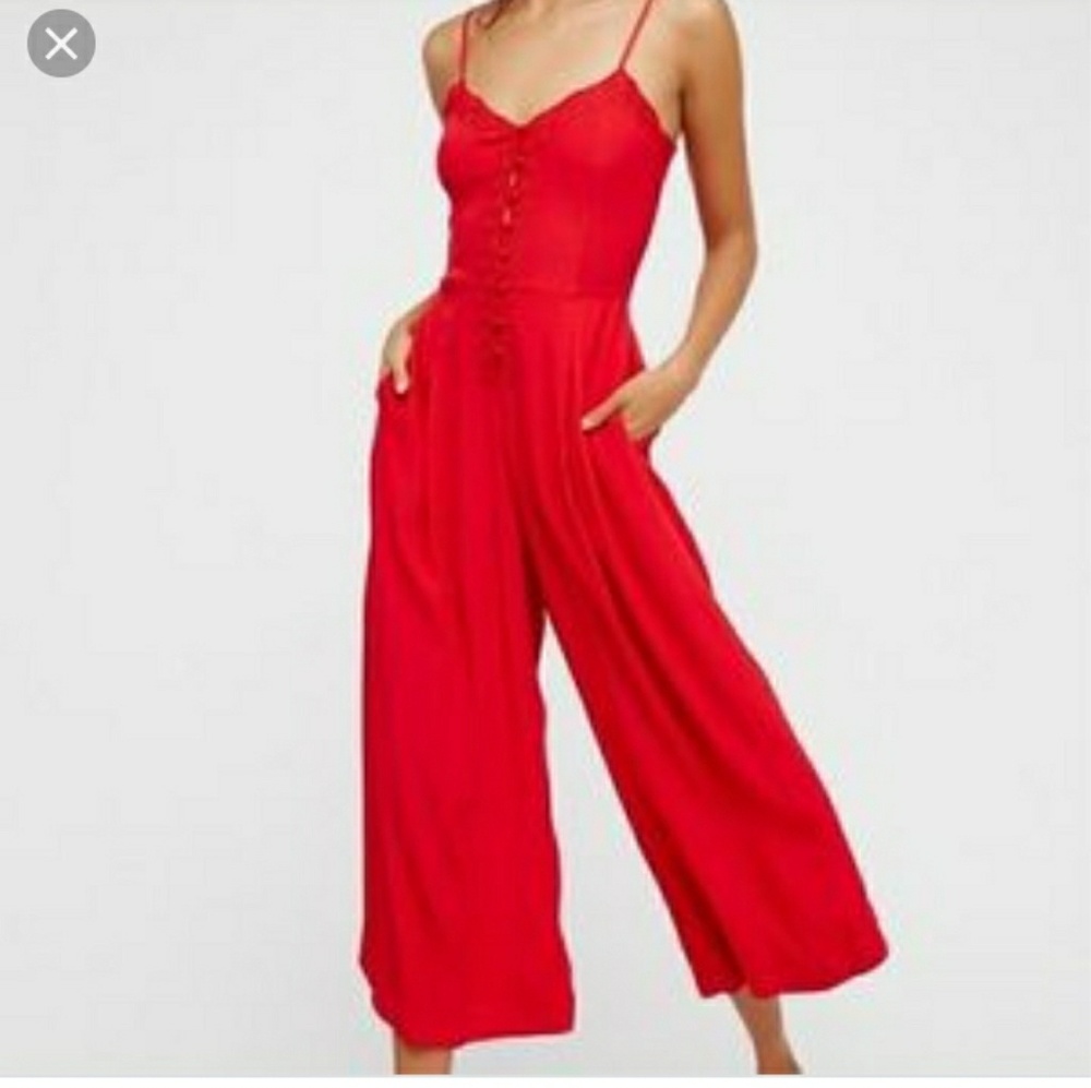Free People red jumpsuit s S